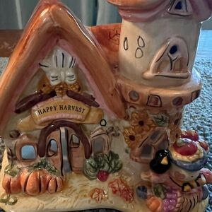 Happy Harvest Ceramic House Decor EUC with 2 Harvest Bows